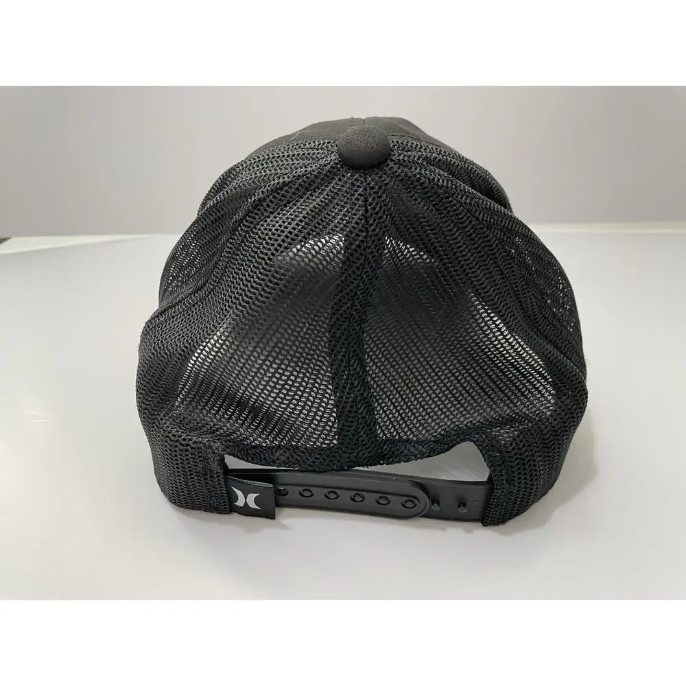Hurley Black Trucker Hat Cap Tonal Logo Mesh Back SnapBack One Size